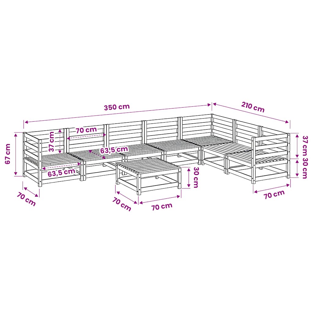 vidaXL 8-delige Loungeset massief grenenhout