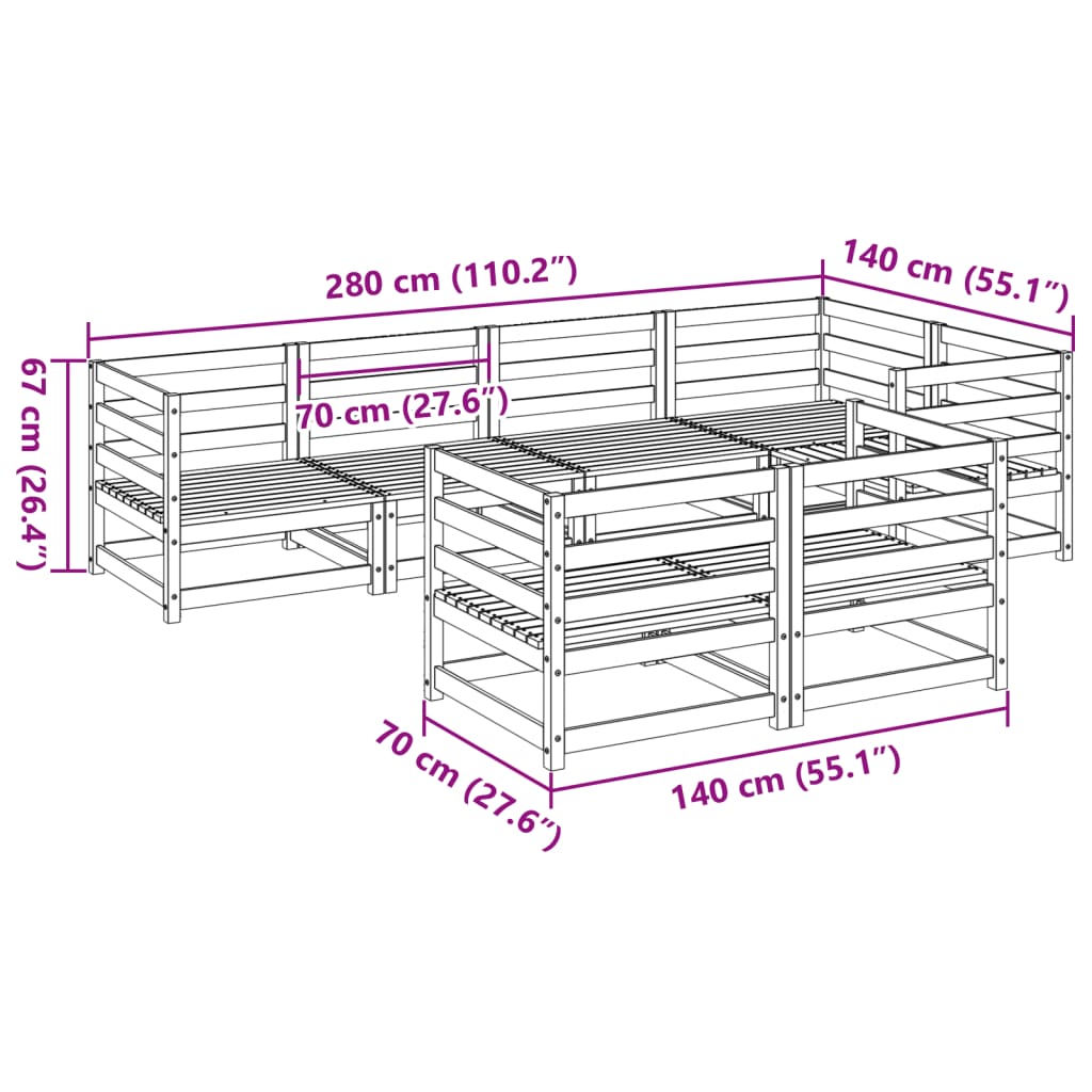 vidaXL 7-Piece Lounge Set Solid Pine Wood