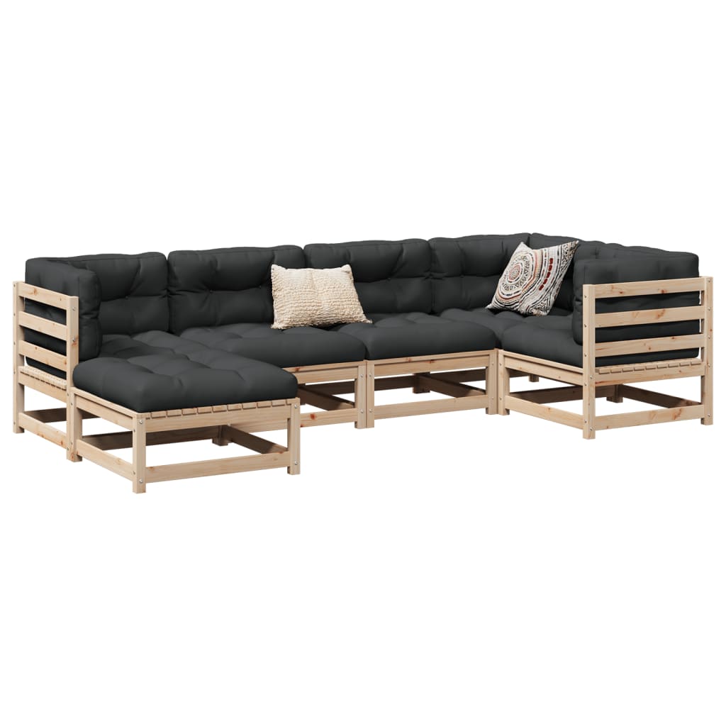 vidaXL 6-delige Loungeset massief grenenhout