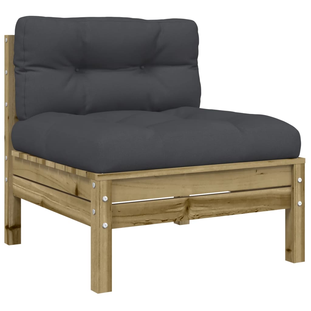 vidaXL 6-delige Loungeset met kussens massief grenenhout wasbruin