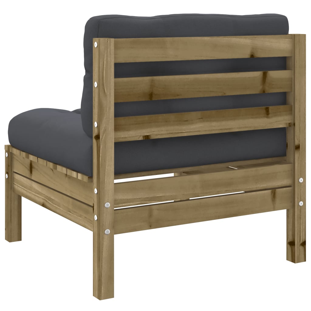 vidaXL 6-delige Loungeset met kussens massief grenenhout wasbruin