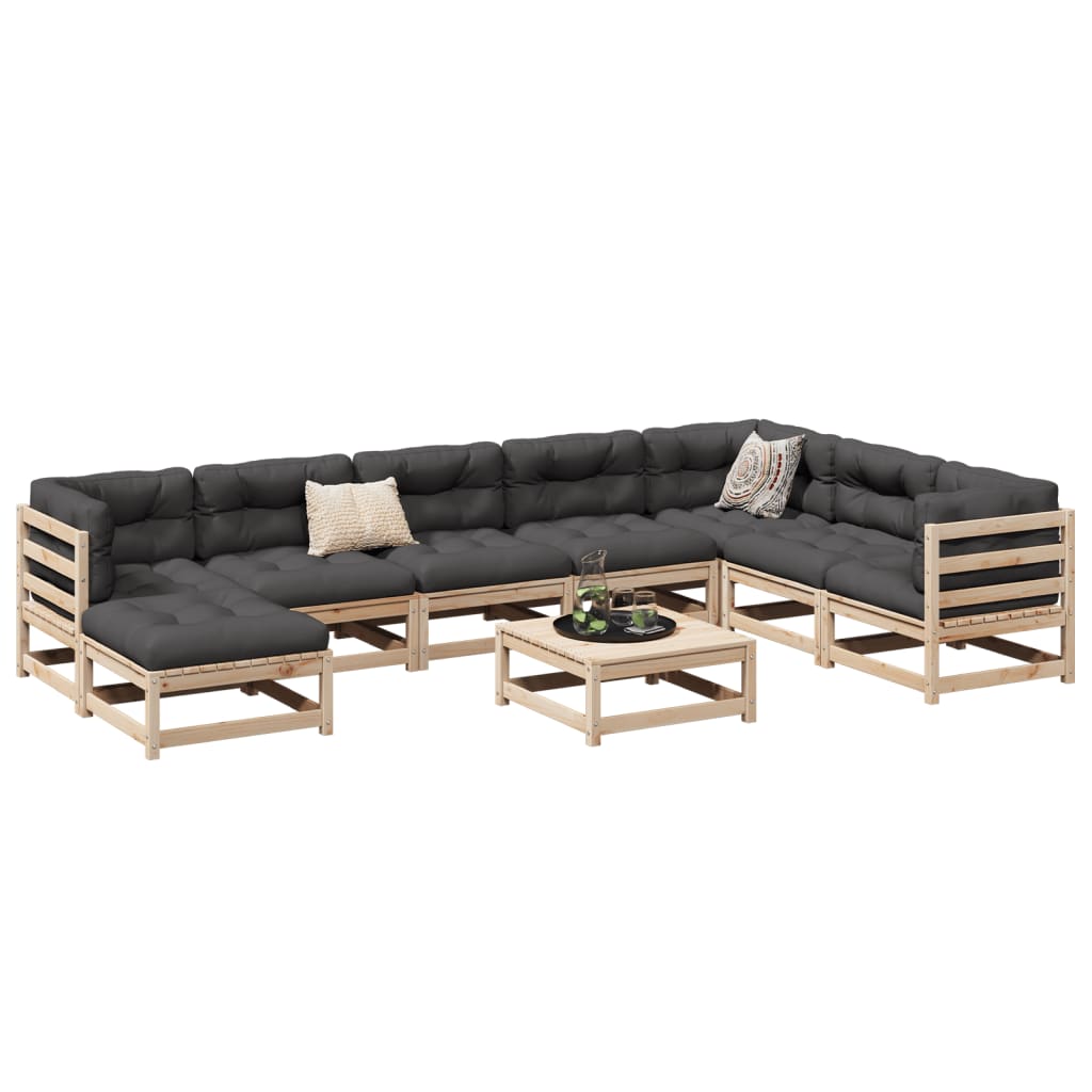 vidaXL 9-piece Outdoor Lounge Set Solid Pine Wood