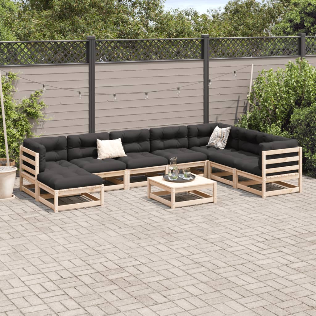 vidaXL 9-piece Outdoor Lounge Set Solid Pine Wood