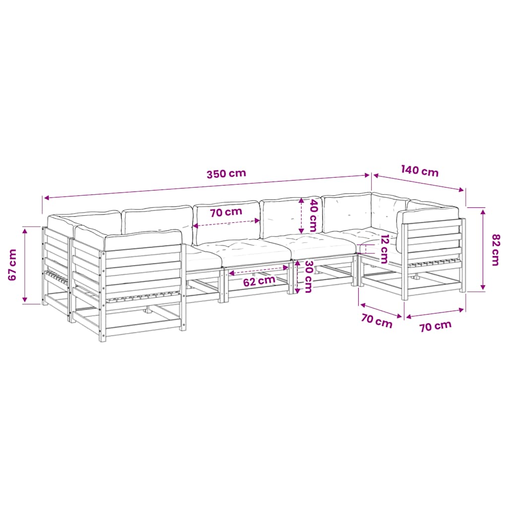 vidaXL 7-Piece Lounge Set Solid Pine Wood