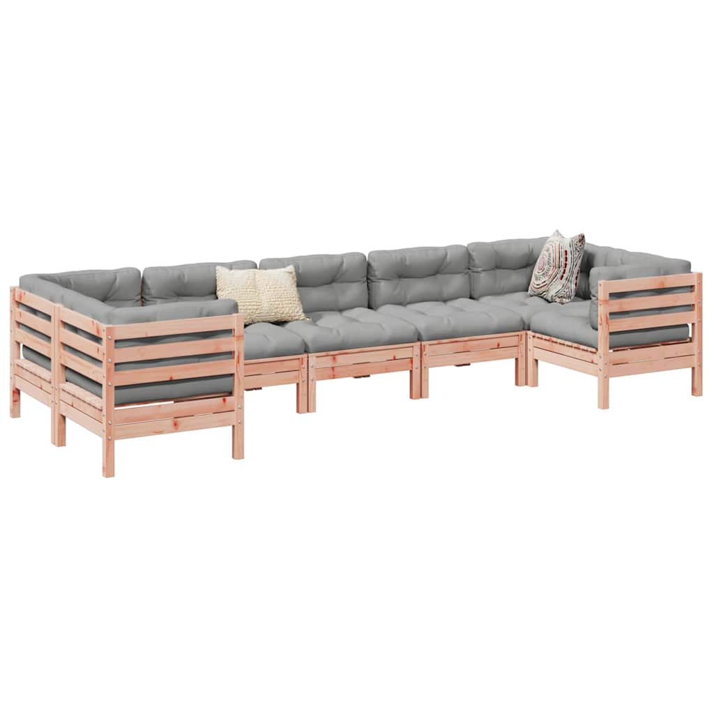vidaXL 7-delige Loungeset met kussens massief grenenhout wasbruin