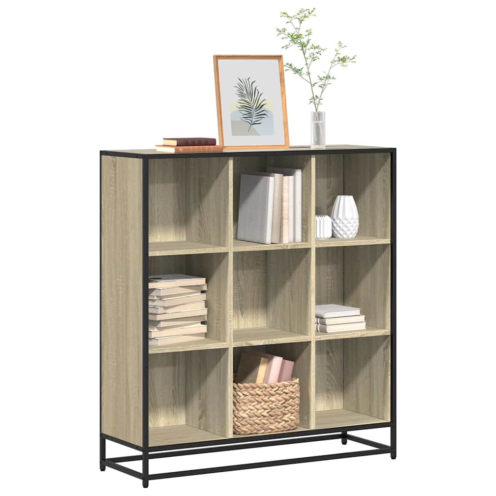vidaXL Boekenkast 97,5x33x107,5 cm bewerkt hout en metaal zwart