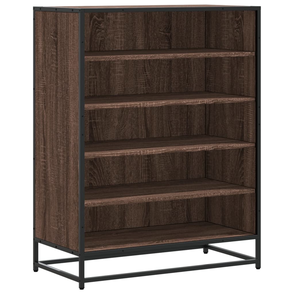 vidaXL Shoe Cabinet 75x38x97.5 cm Engineered Wood and Metal Black