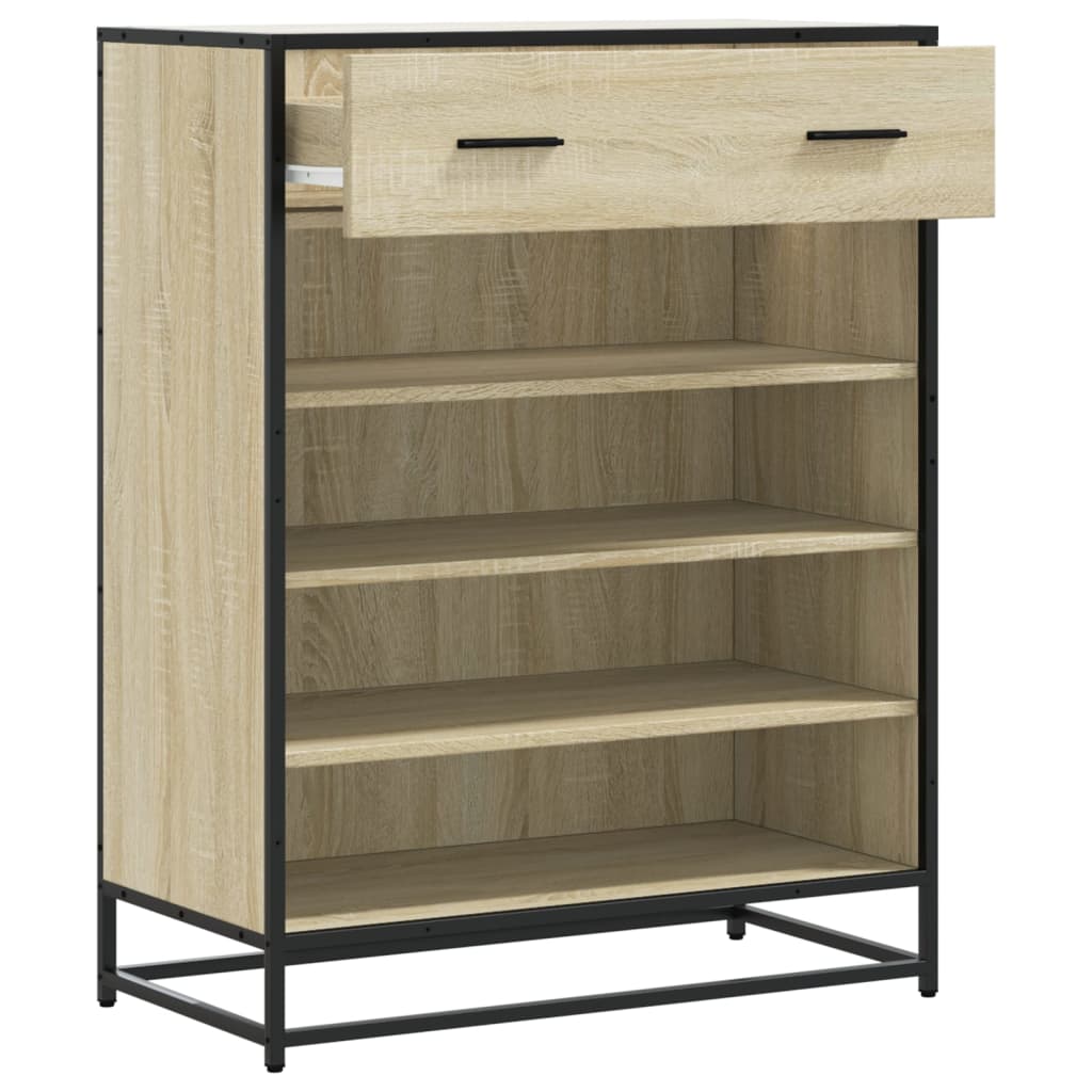 vidaXL Shoe Cabinet 75x38x97.5 cm Engineered Wood and Metal Black