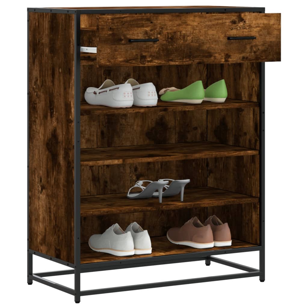 vidaXL Shoe Cabinet 75x38x97.5 cm Engineered Wood and Metal Black