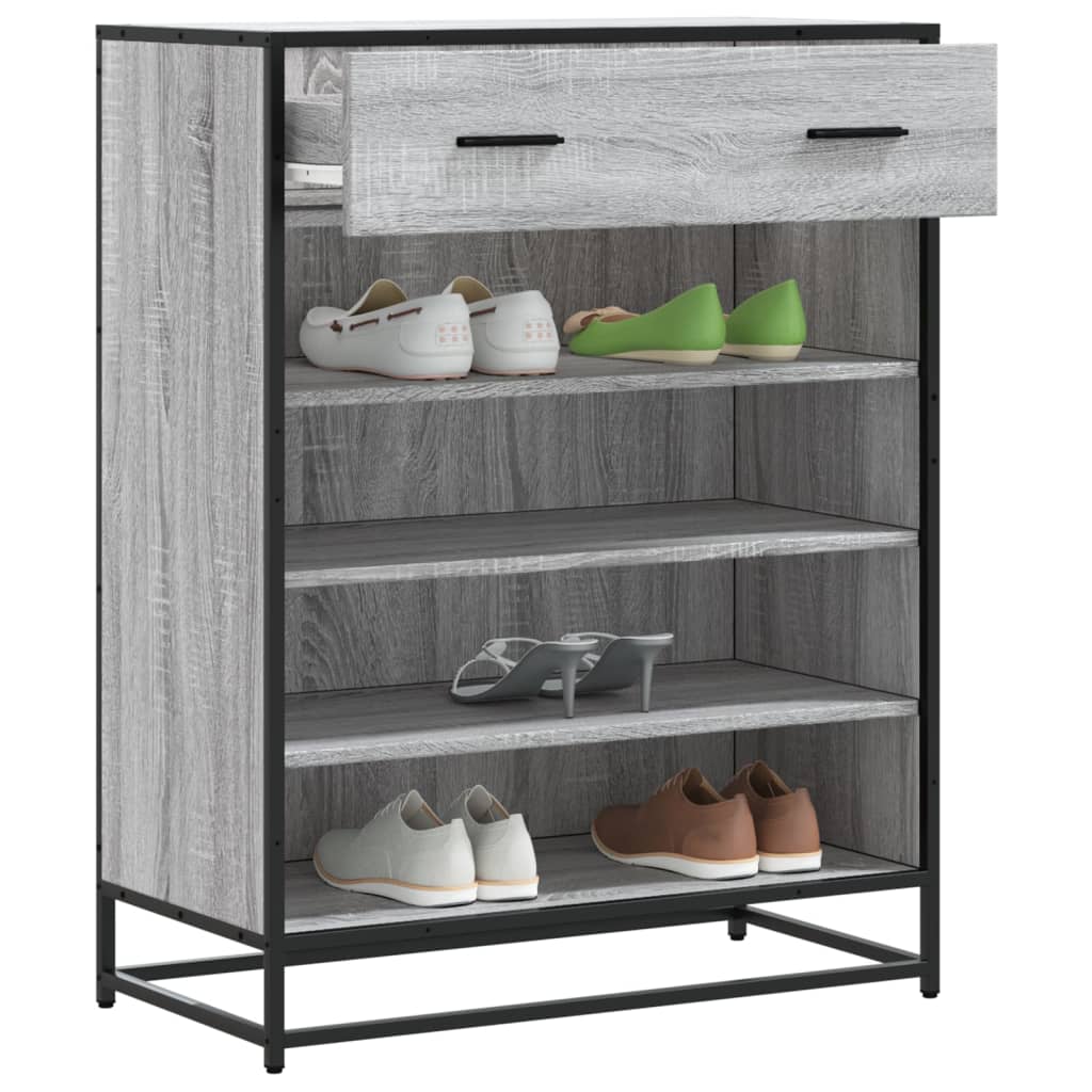 vidaXL Shoe Cabinet 75x38x97.5 cm Engineered Wood and Metal Black