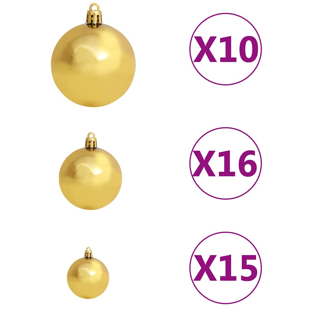 vidaXL 60-delige Kerstballenset met piek en 150 LED's goud en brons