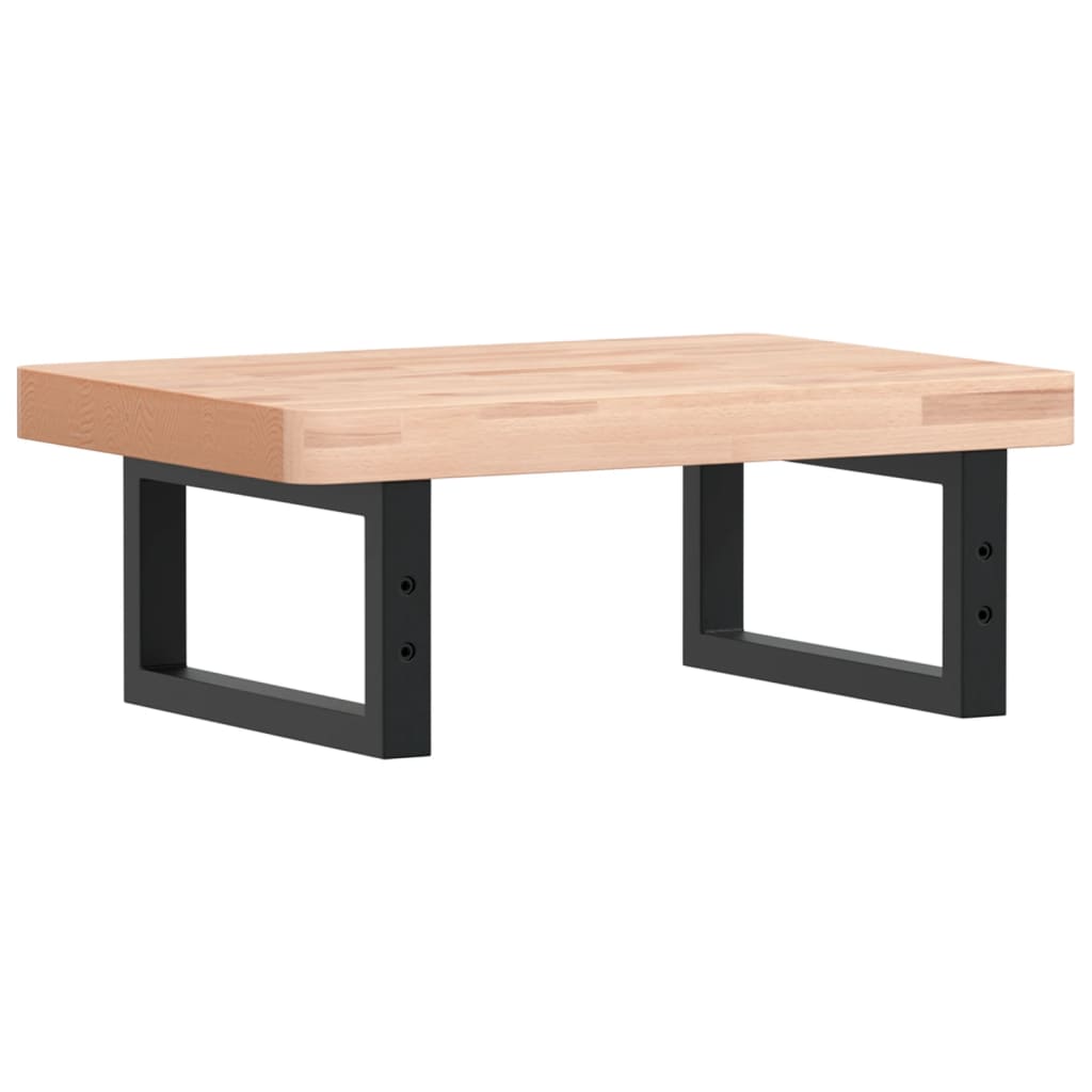 vidaXL Bathroom Wall Shelf Steel and Solid Beechwood