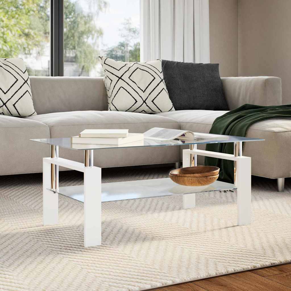 vidaXL Salontafel 95x55x40 cm gehard glas transparant en zwart