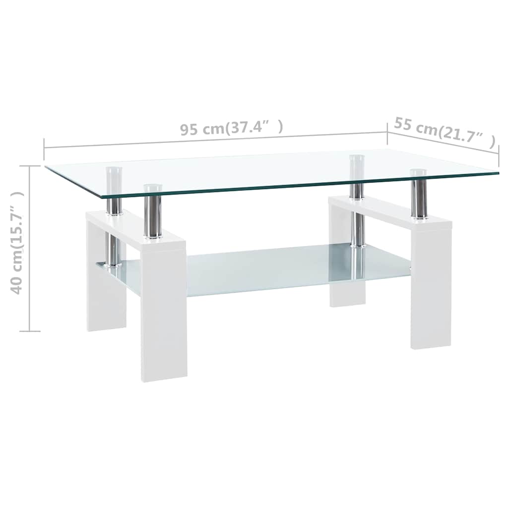 vidaXL Salontafel 95x55x40 cm gehard glas transparant en zwart