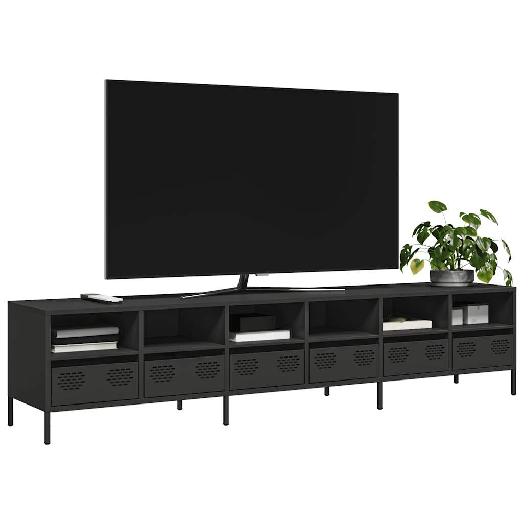vidaXL TV Cabinet 202x39x43.5 cm Cold-Rolled Steel Black