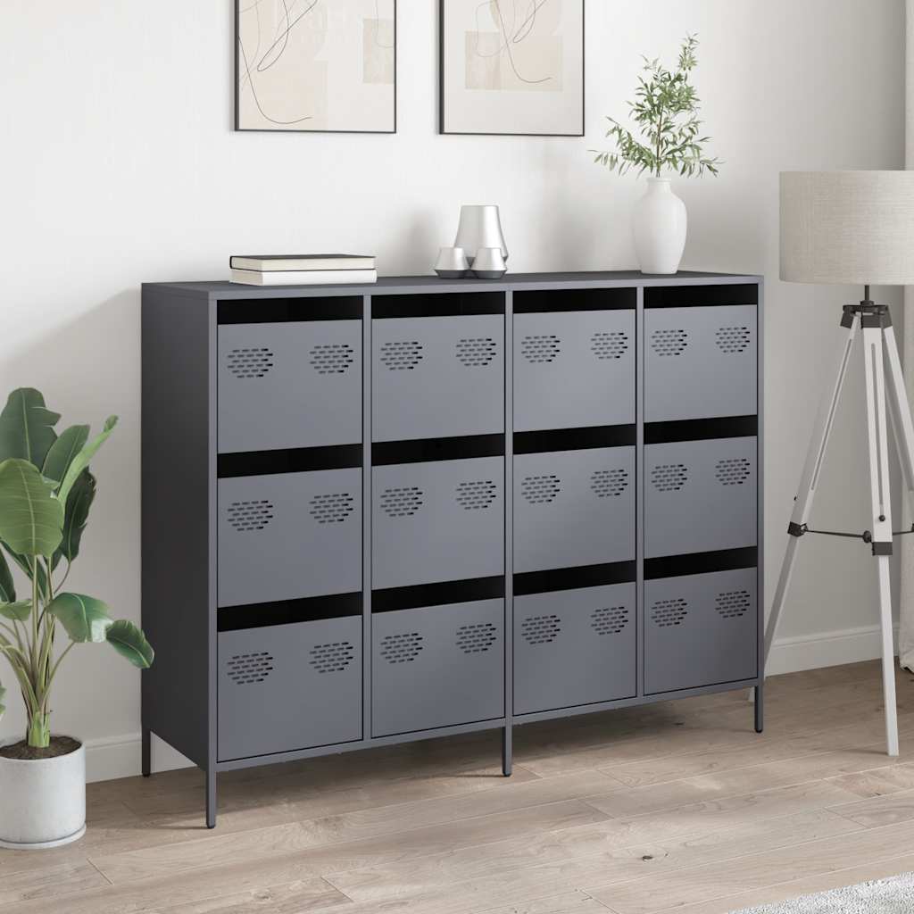 vidaXL Dressoir 135x39x103,5 cm koudgewalst staal zwart