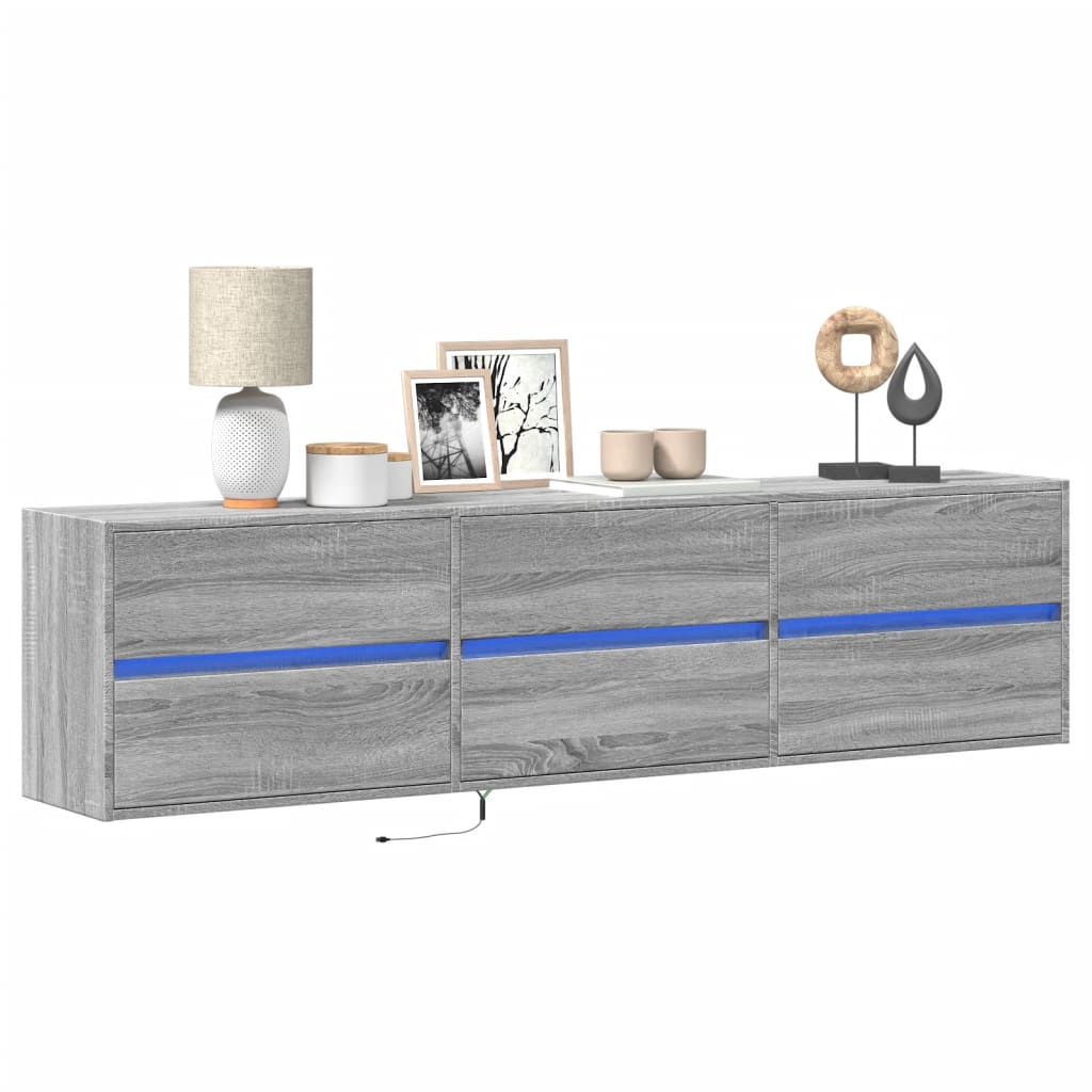vidaXL Tv-wandmeubel met LED-verlichting 180x31x45 cm wit