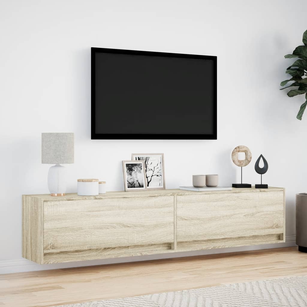 vidaXL Tv-wandmeubel met LED-verlichting 180x31x38 cm wit