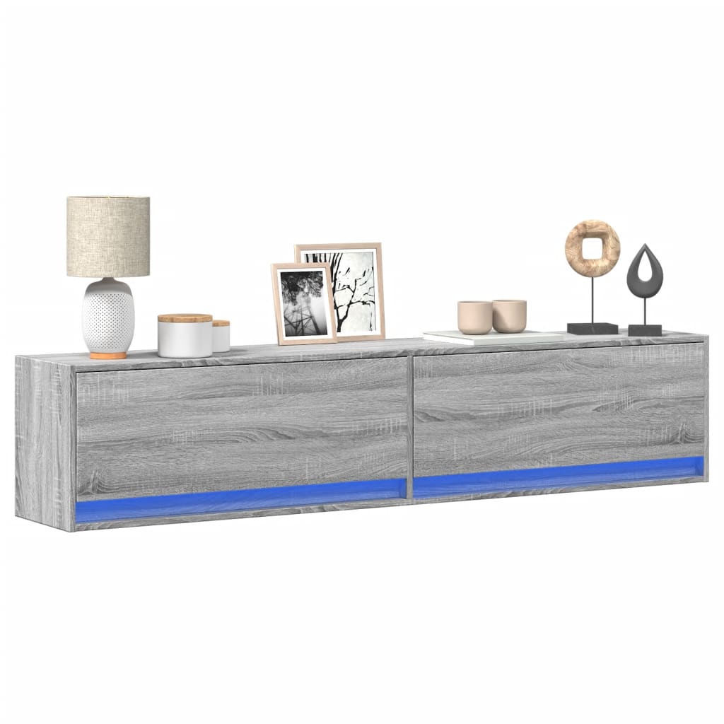 vidaXL Tv-wandmeubel met LED-verlichting 180x31x38 cm wit