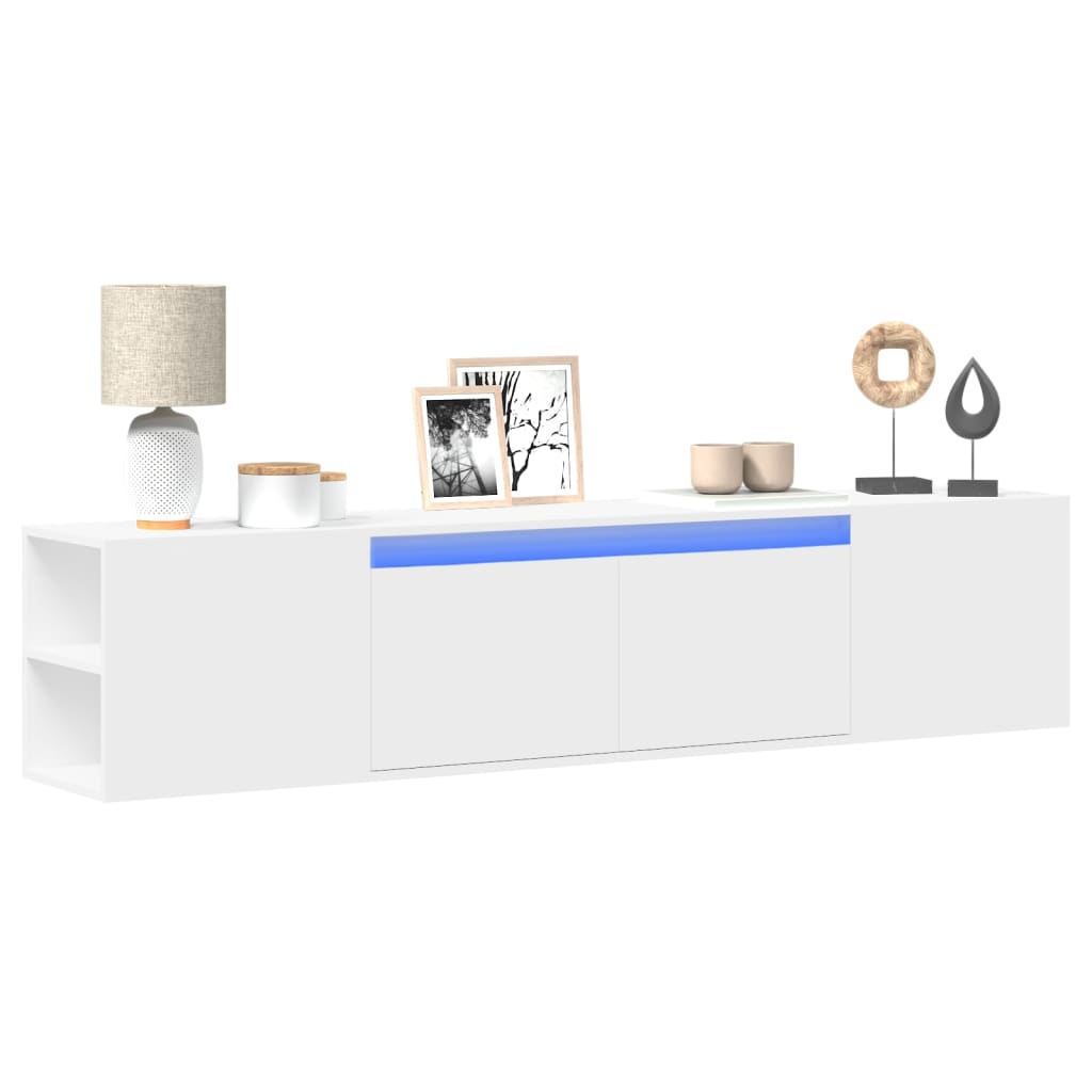 vidaXL Tv-wandmeubel met LED-verlichting 180x31x39,5 cm wit