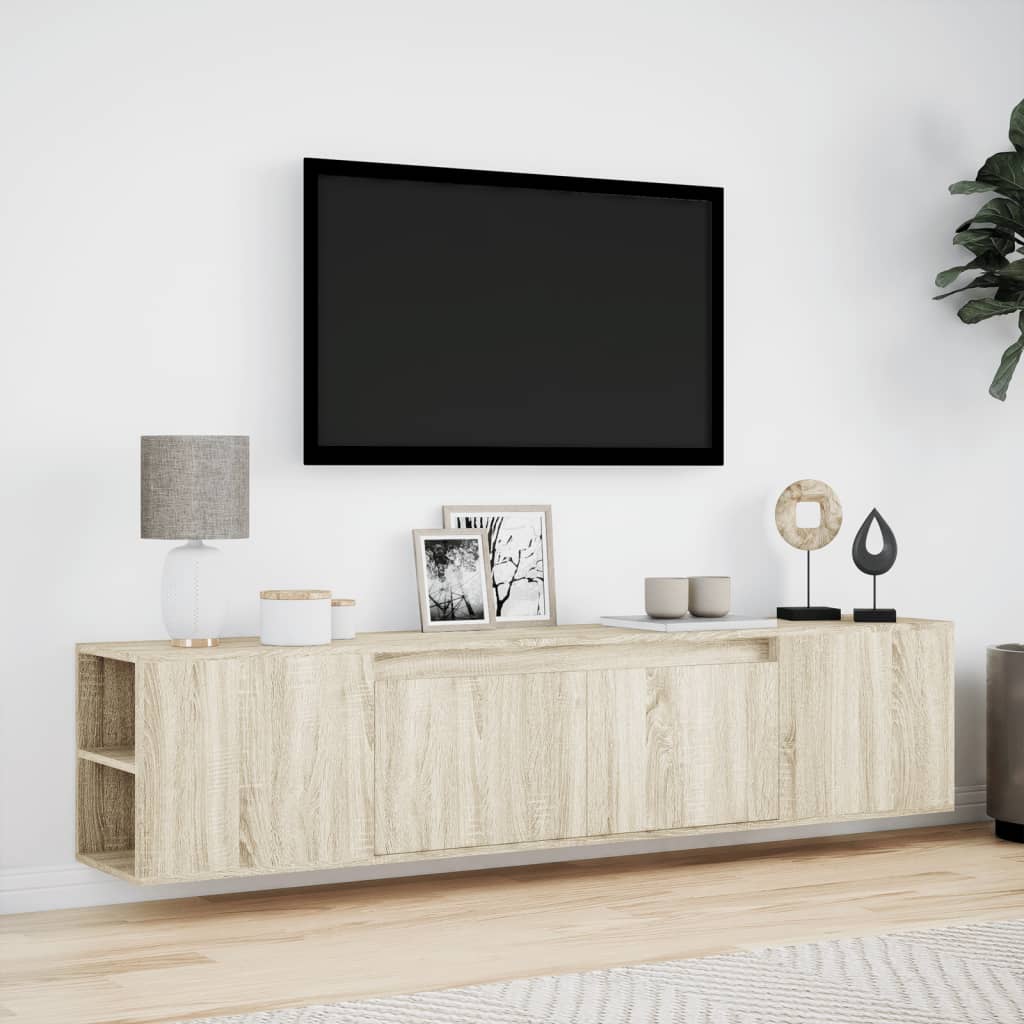 vidaXL Tv-wandmeubel met LED-verlichting 180x31x39,5 cm wit