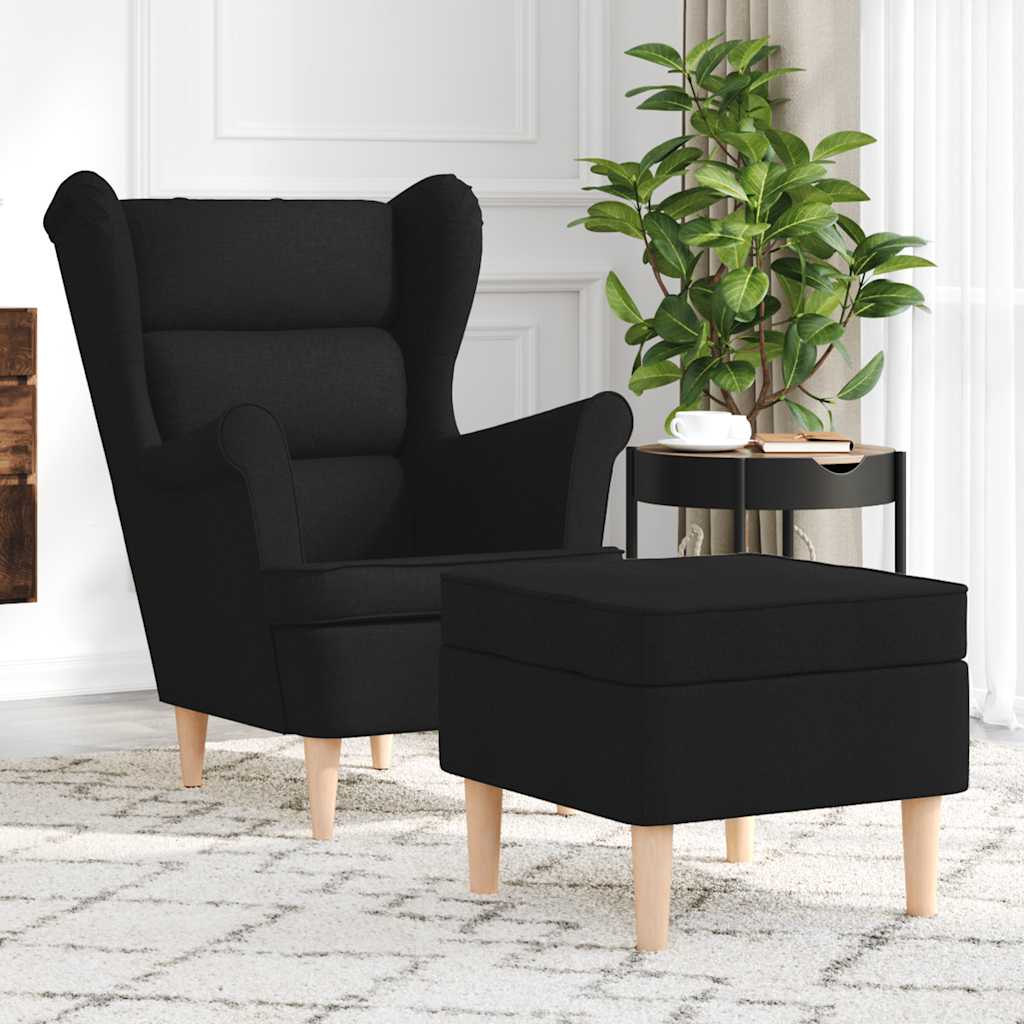 vidaXL Armchair with footrest fabric light grey