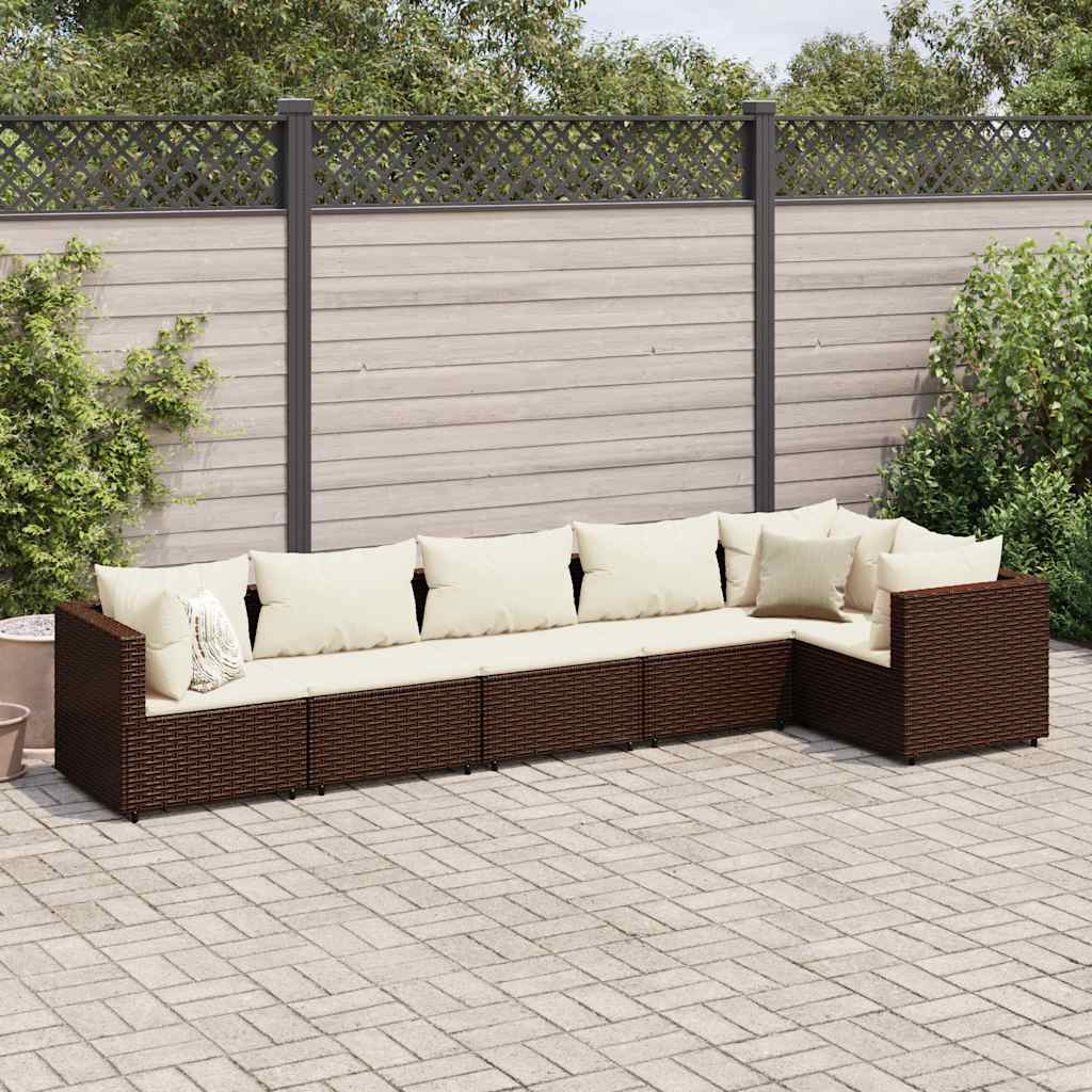 vidaXL 4-delige Loungeset met kussens poly rattan zwart