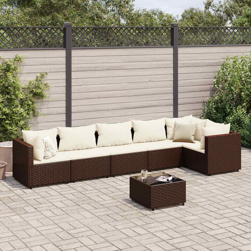 vidaXL 4-delige Loungeset met kussens poly rattan zwart