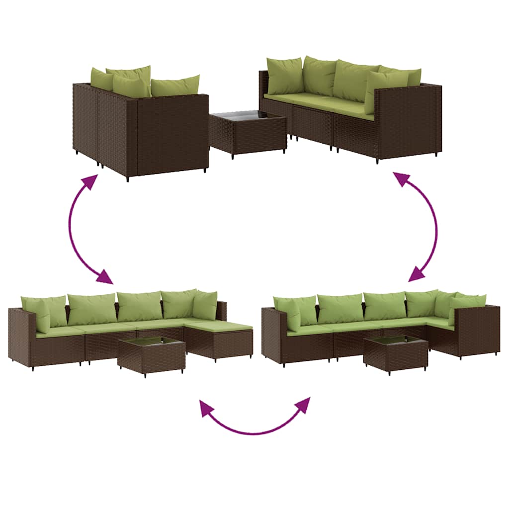 vidaXL 5-delige Loungeset met kussens poly rattan zwart