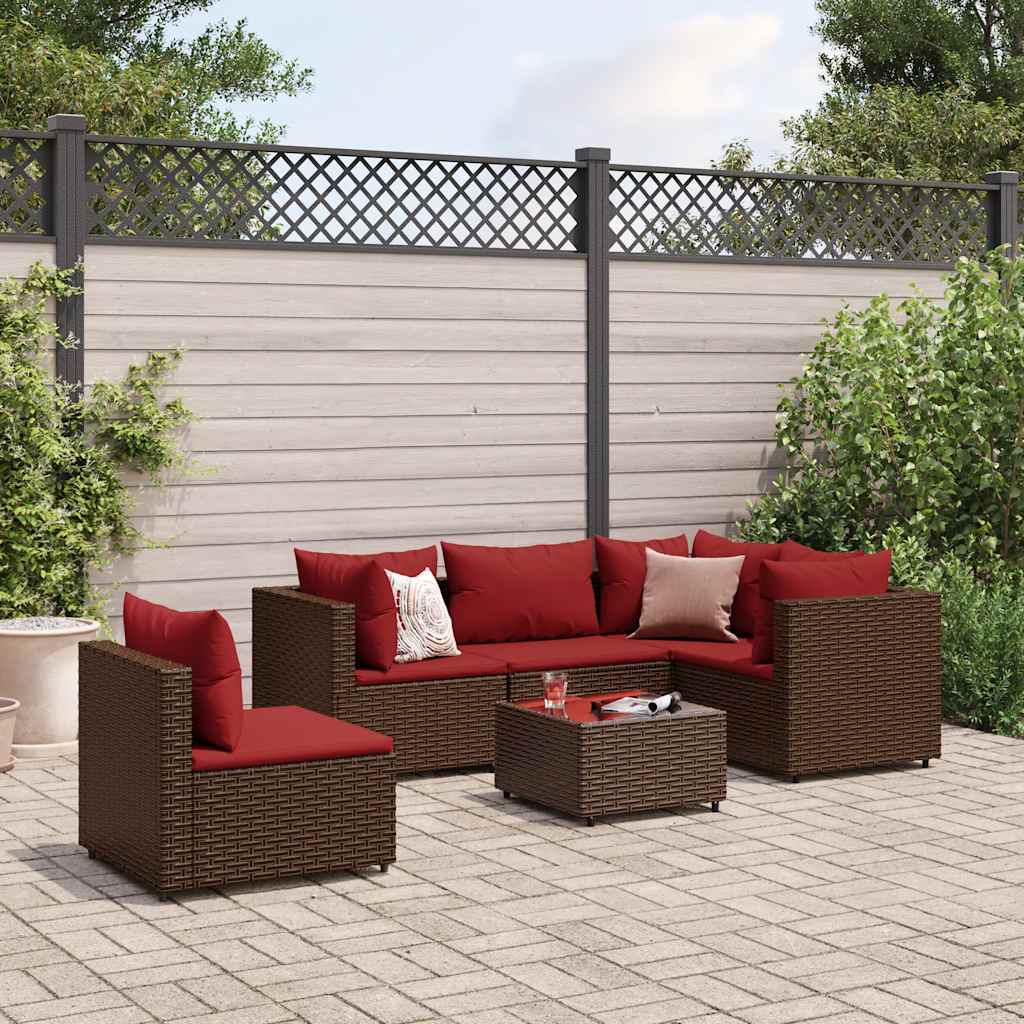 vidaXL 5-piece Lounge Set with Cushions Poly Rattan Black