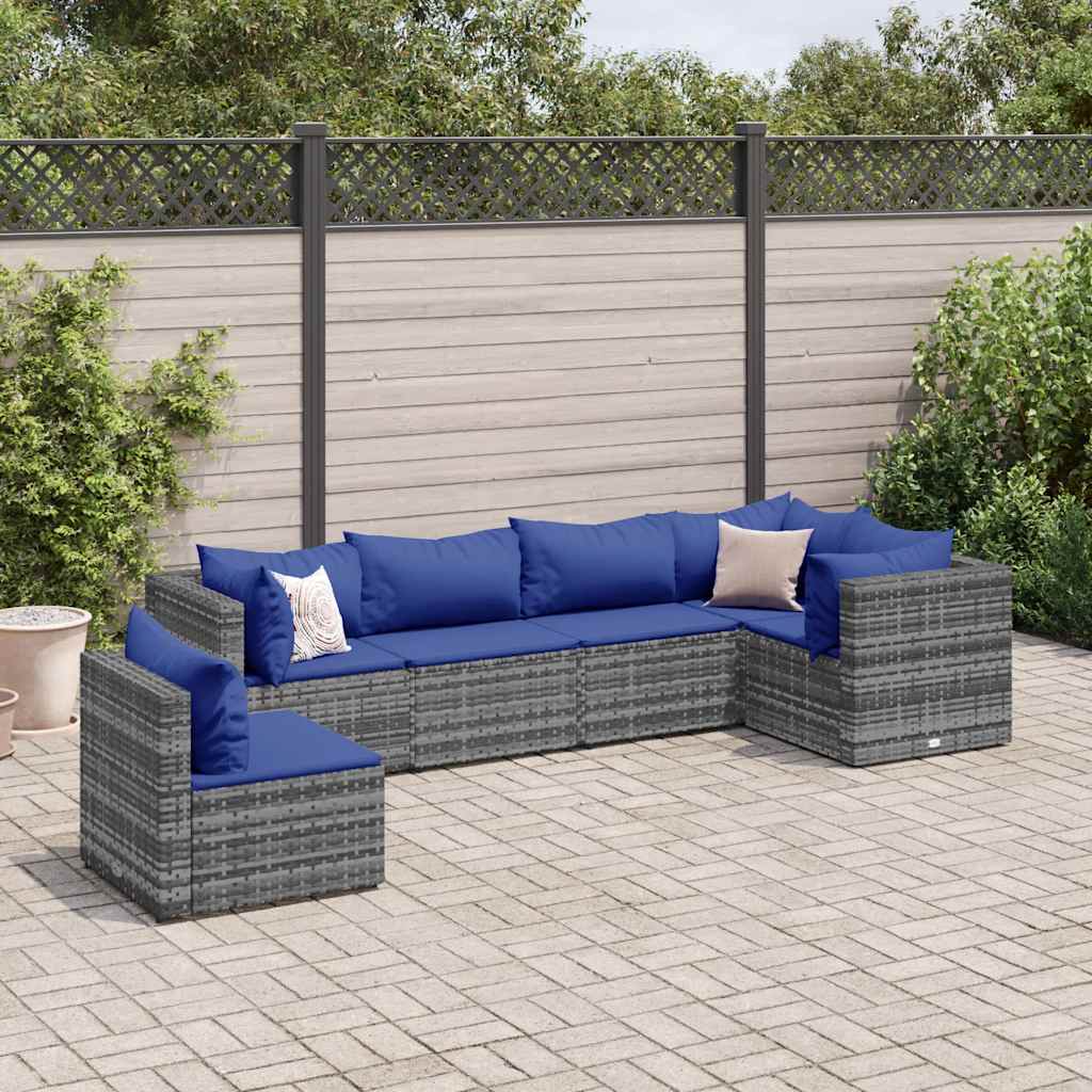 vidaXL 5-piece Lounge Set with Cushions Poly Rattan Black