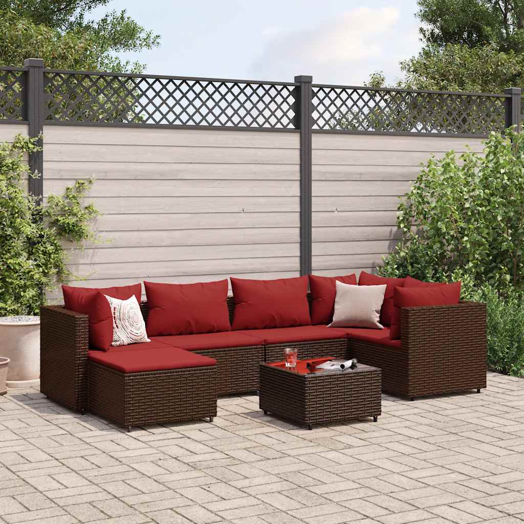 vidaXL 6-delige Loungeset met kussens poly rattan zwart
