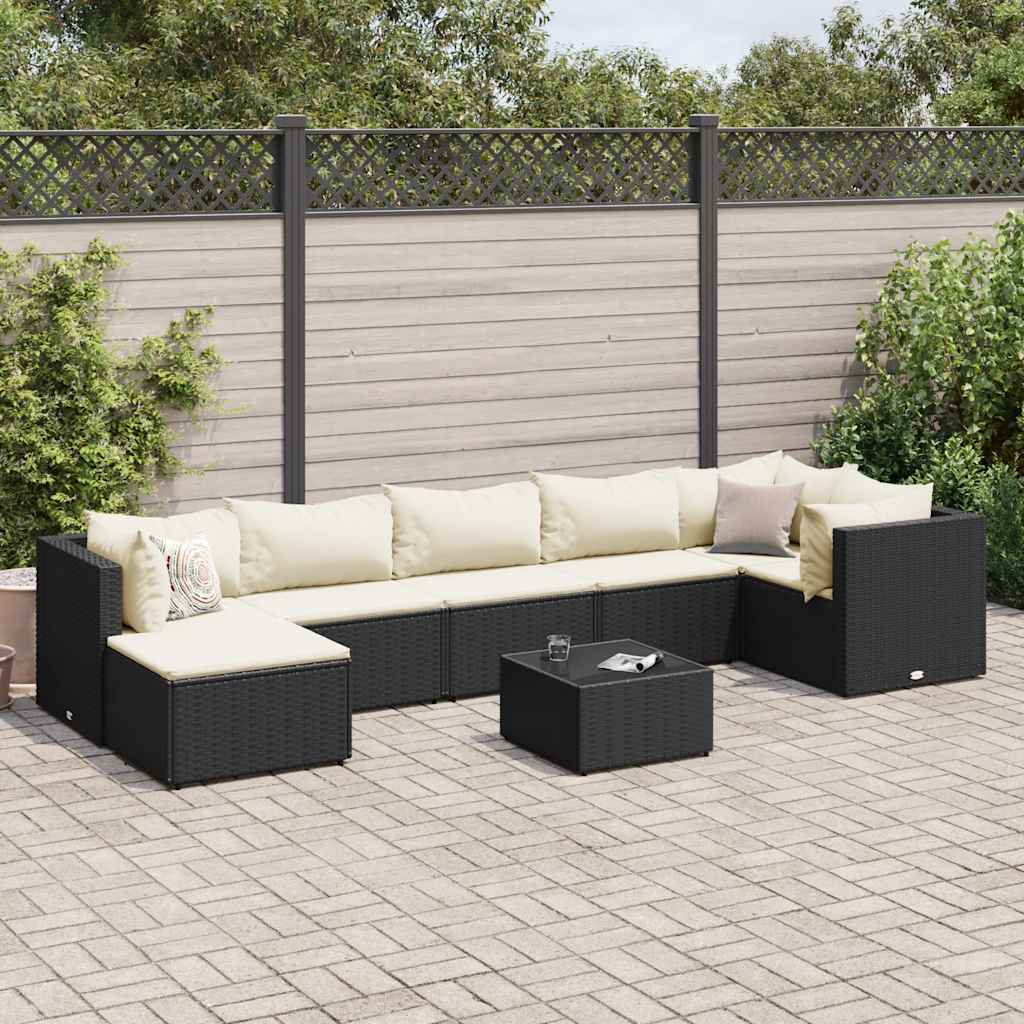 vidaXL 6-delige Loungeset met kussens poly rattan zwart
