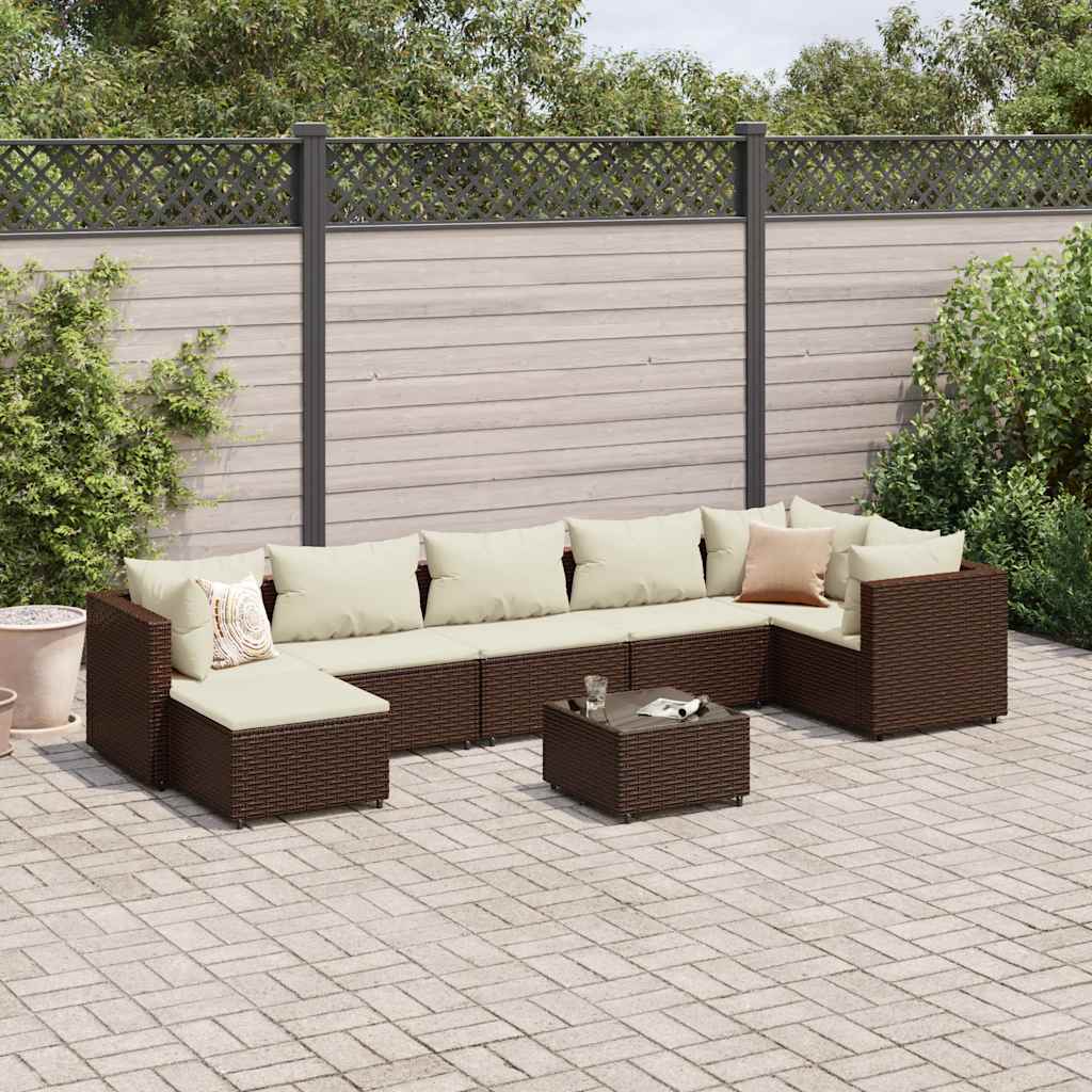 vidaXL 6-delige Loungeset met kussens poly rattan zwart