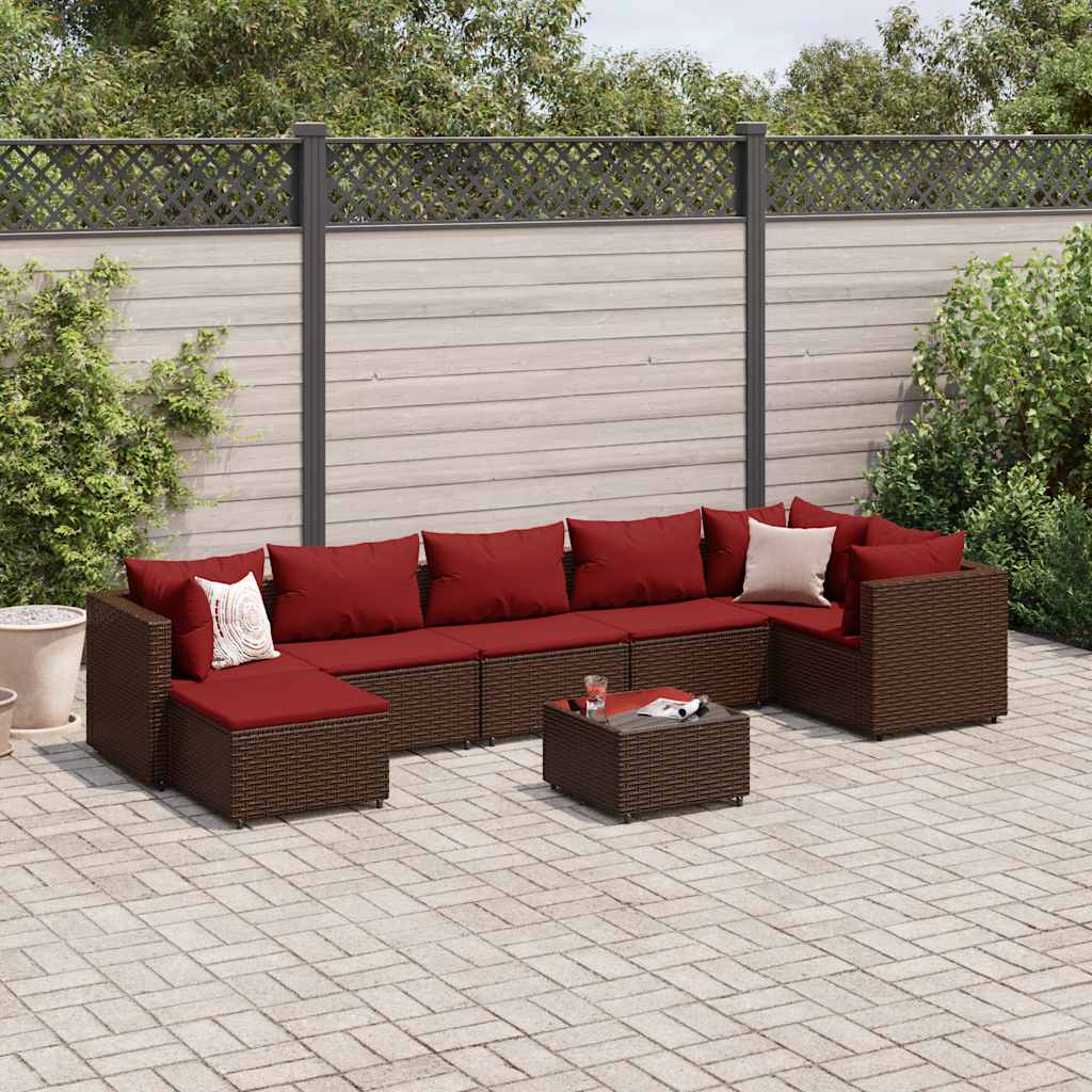 vidaXL 6-delige Loungeset met kussens poly rattan zwart