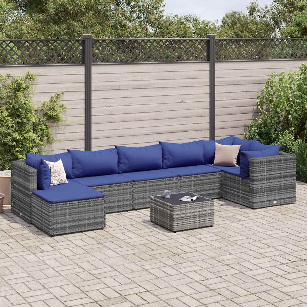 vidaXL 6-delige Loungeset met kussens poly rattan zwart