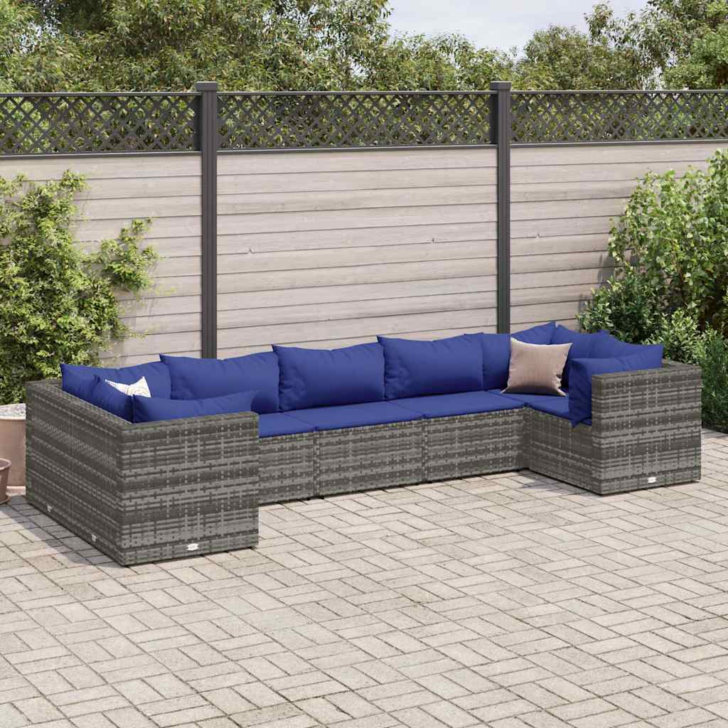 vidaXL 6-Piece Lounge Set with Cushions Poly Rattan Black