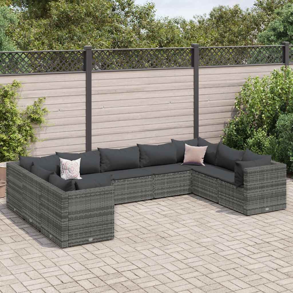 vidaXL 6-Piece Lounge Set with Cushions Poly Rattan Black