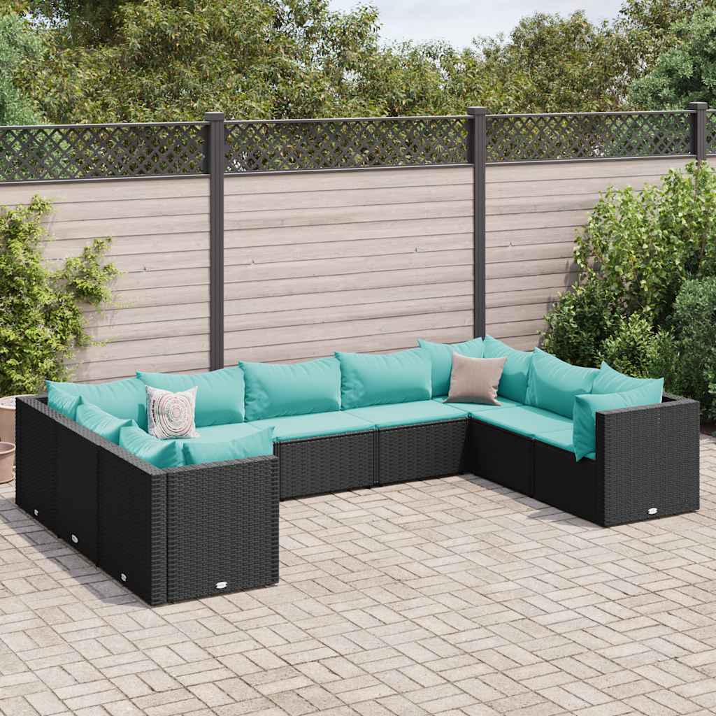 vidaXL 6-Piece Lounge Set with Cushions Poly Rattan Black