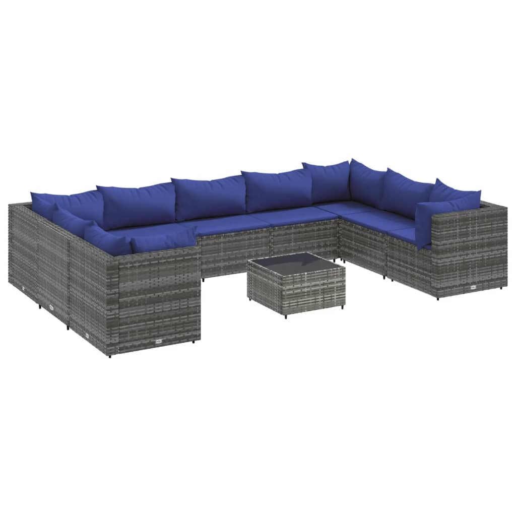 vidaXL 6-Piece Lounge Set with Cushions Poly Rattan Black