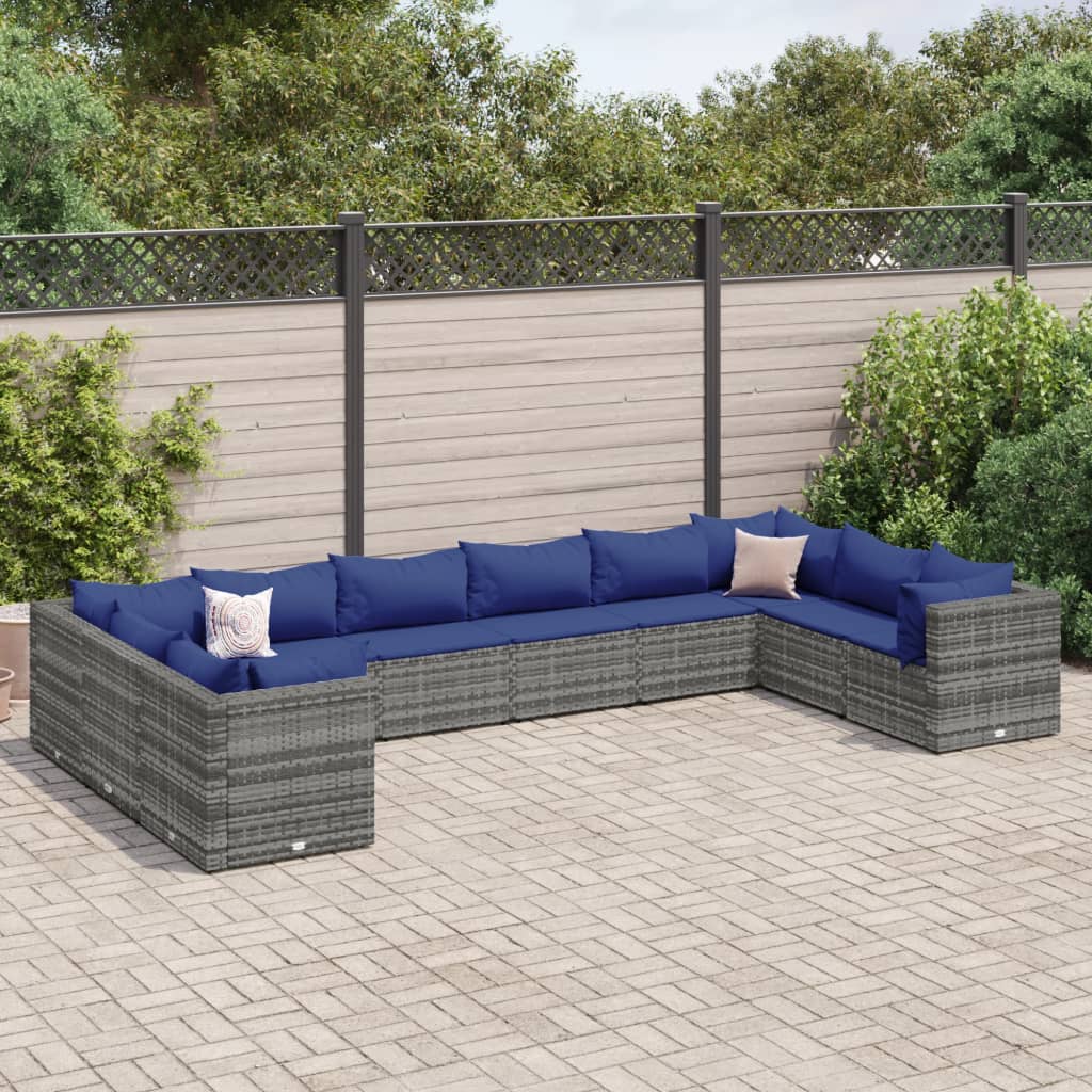 vidaXL 6-Piece Lounge Set with Cushions Poly Rattan Black