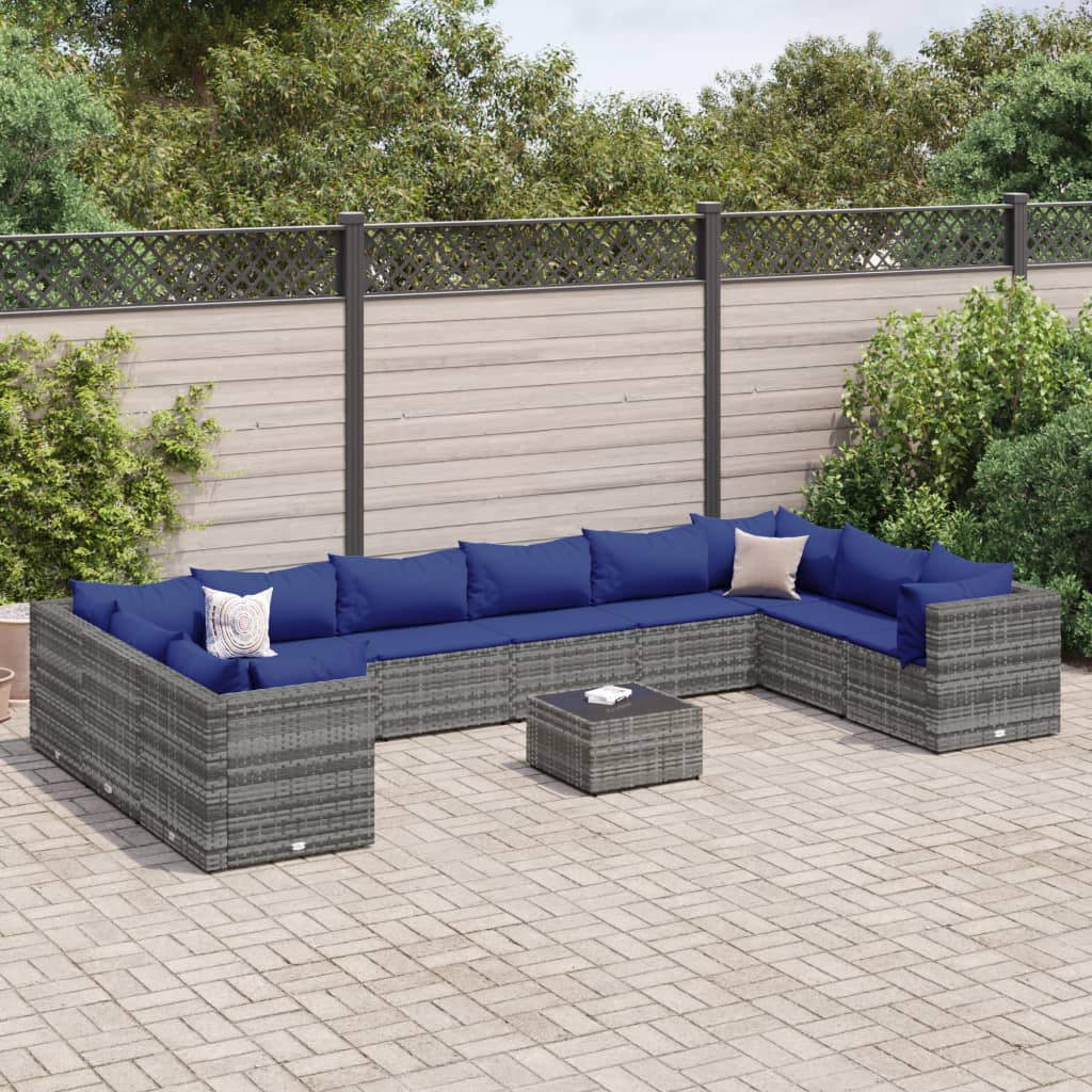 vidaXL 6-Piece Lounge Set with Cushions Poly Rattan Black