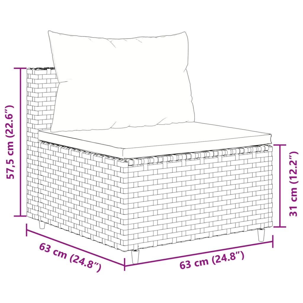 vidaXL 9-delige Loungeset met kussens poly rattan zwart