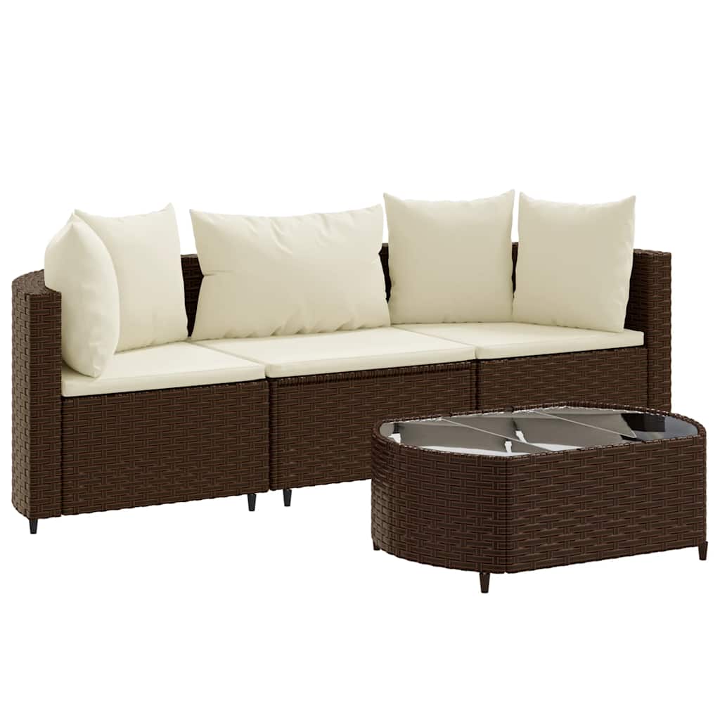 vidaXL 4-Piece Lounge Set with Cushions Poly Rattan Black