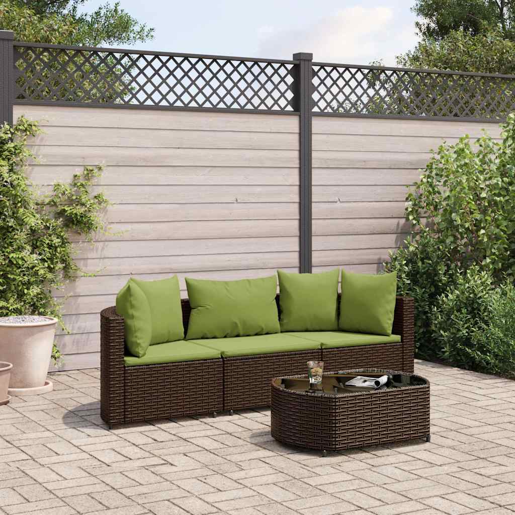 vidaXL 4-Piece Lounge Set with Cushions Poly Rattan Black