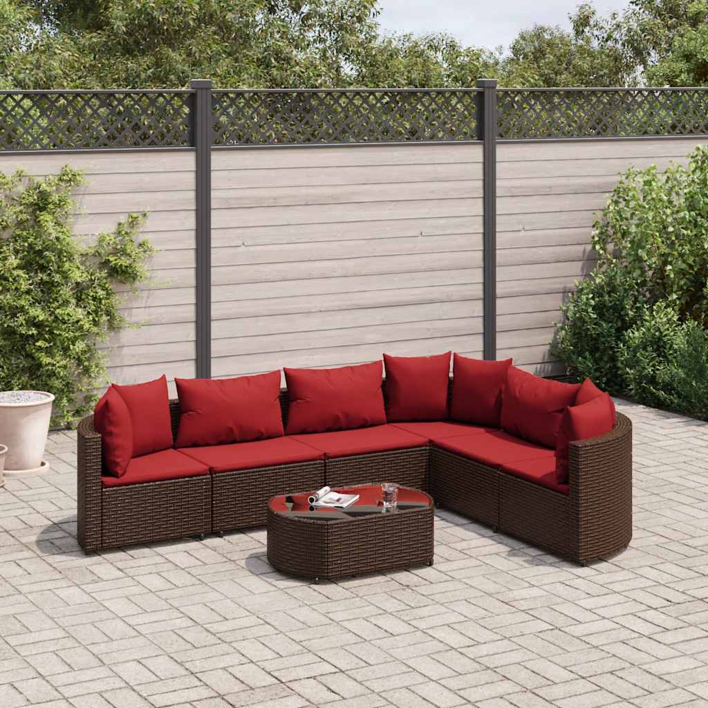 vidaXL 7-delige Loungeset met kussens poly rattan zwart