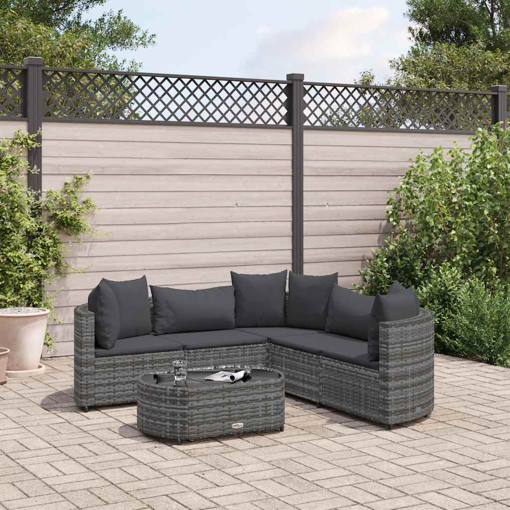 vidaXL 7-delige Loungeset met kussens poly rattan zwart