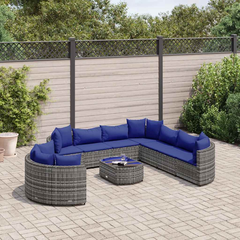 vidaXL 10-piece Lounge Set with Cushions Poly Rattan Black