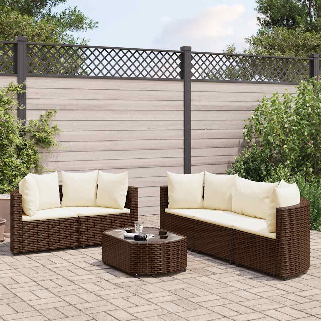 vidaXL 6-Piece Lounge Set with Cushions Poly Rattan Black
