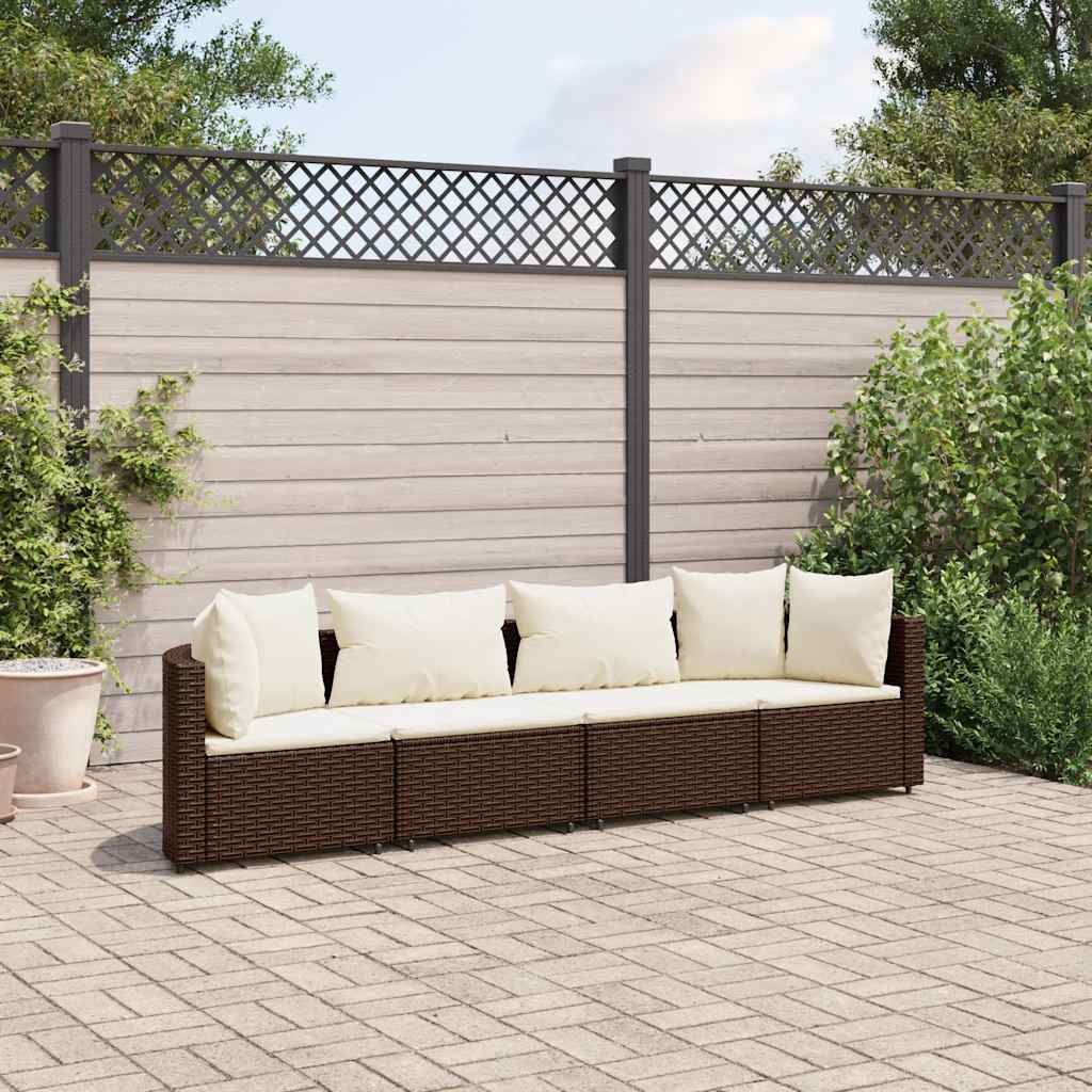 vidaXL 3-delige Loungeset met kussens poly rattan zwart